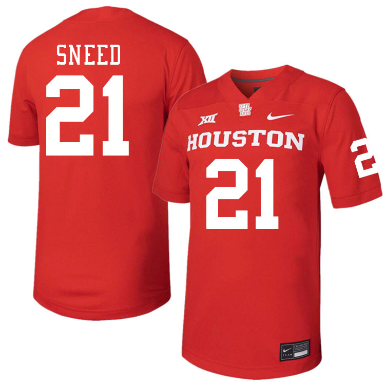 Houston Cougars #21 Stacy Sneed College Football Jerseys Stitched Sale-Red